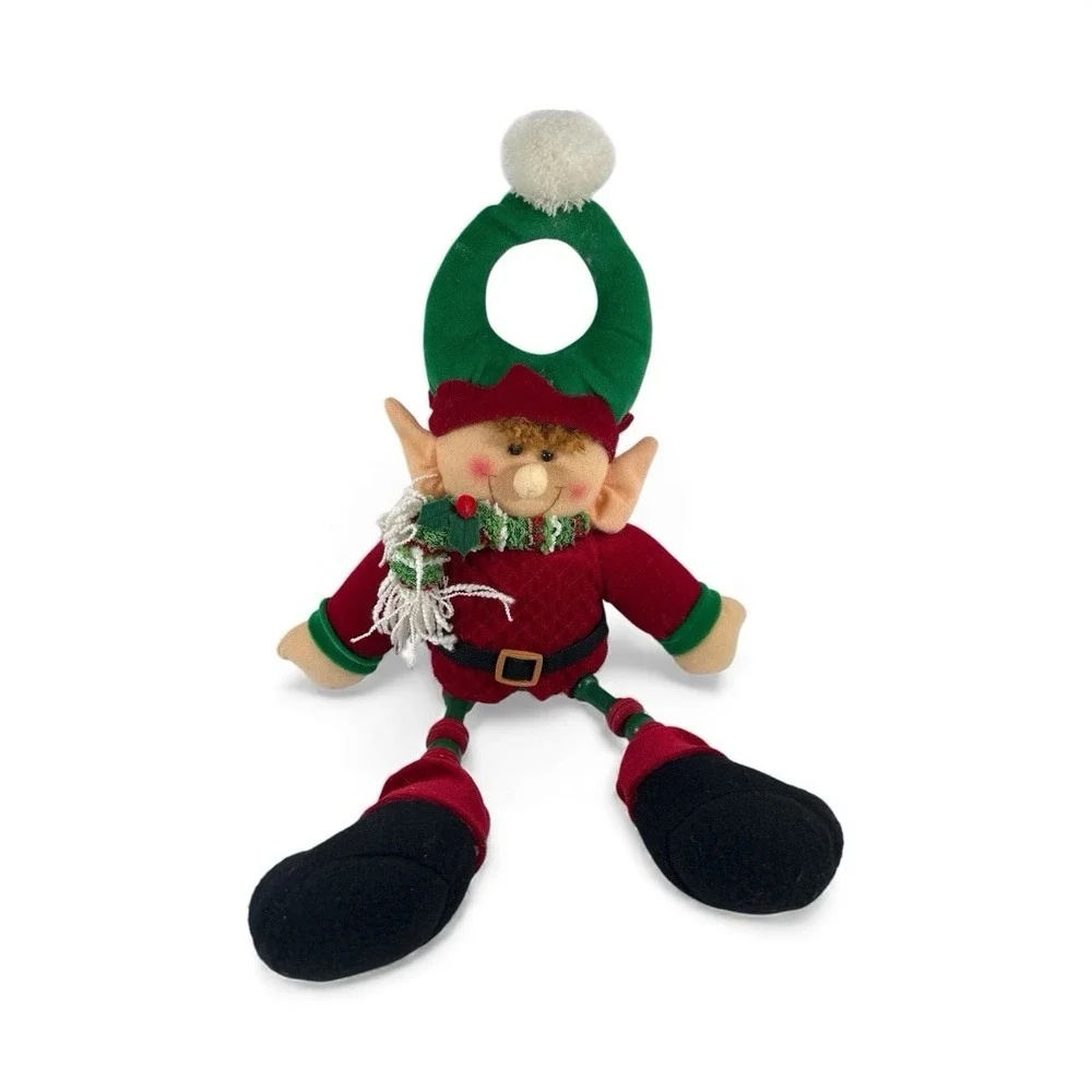 Christmas ELF Plush‎ Toy Door Hanger Red/Green , Felt,  COLLECTIBLE 22